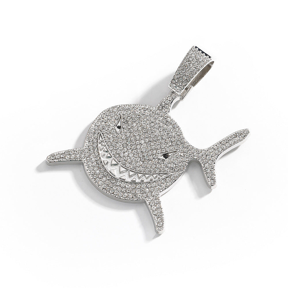 Wholesale Shark Pattern Alloy Pendant Hip Hop Men's Cuban Chain Necklace