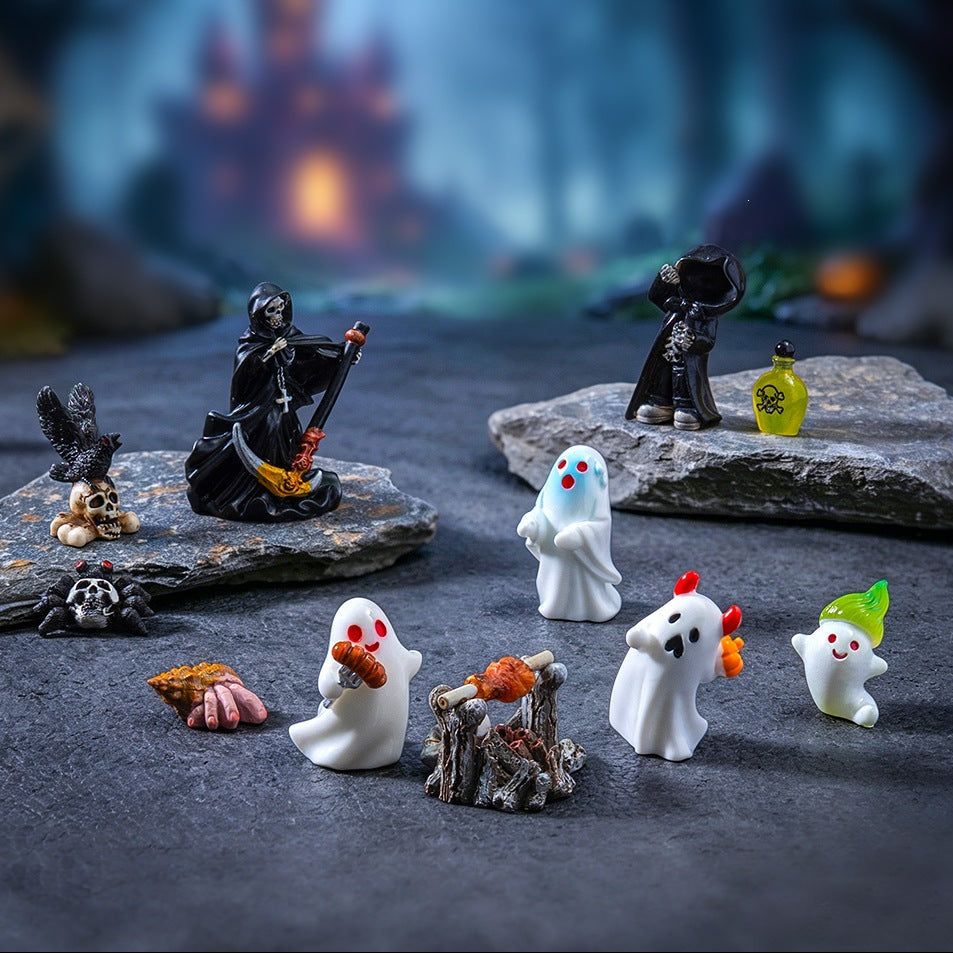 Wholesale  Ghost Grim Reaper Cartoon Resin Miniature Ornament Pendant DIY Decorative Accent