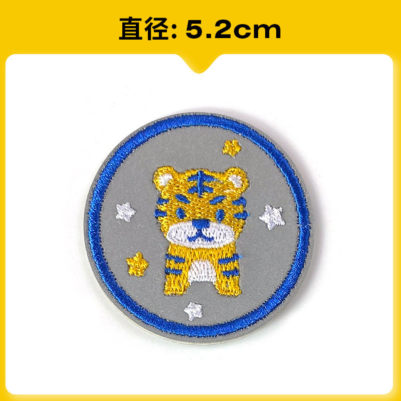 Wholesale Chic Reflective Cartoon Embroidered Patch For Backpack Coat School Bag Safety Decorative Badge