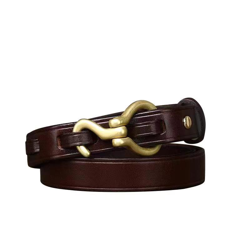 Wholesale Copper Hook Genuine Leather Thin Belt