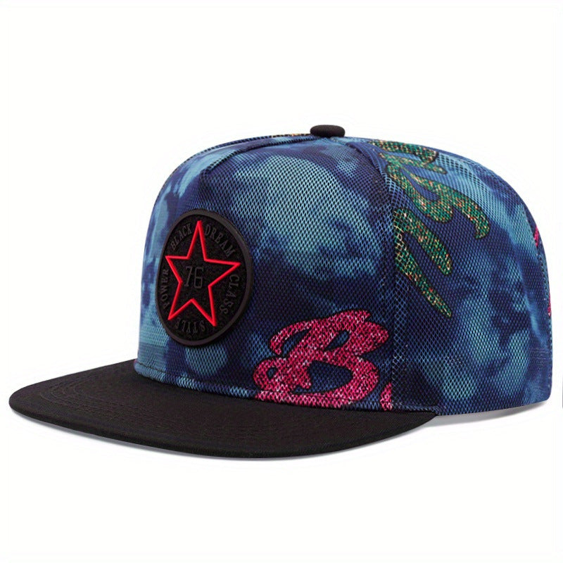 Wholesale Flat Brim Embroidered Camouflage Pattern Star Hip-hop Baseball Cap