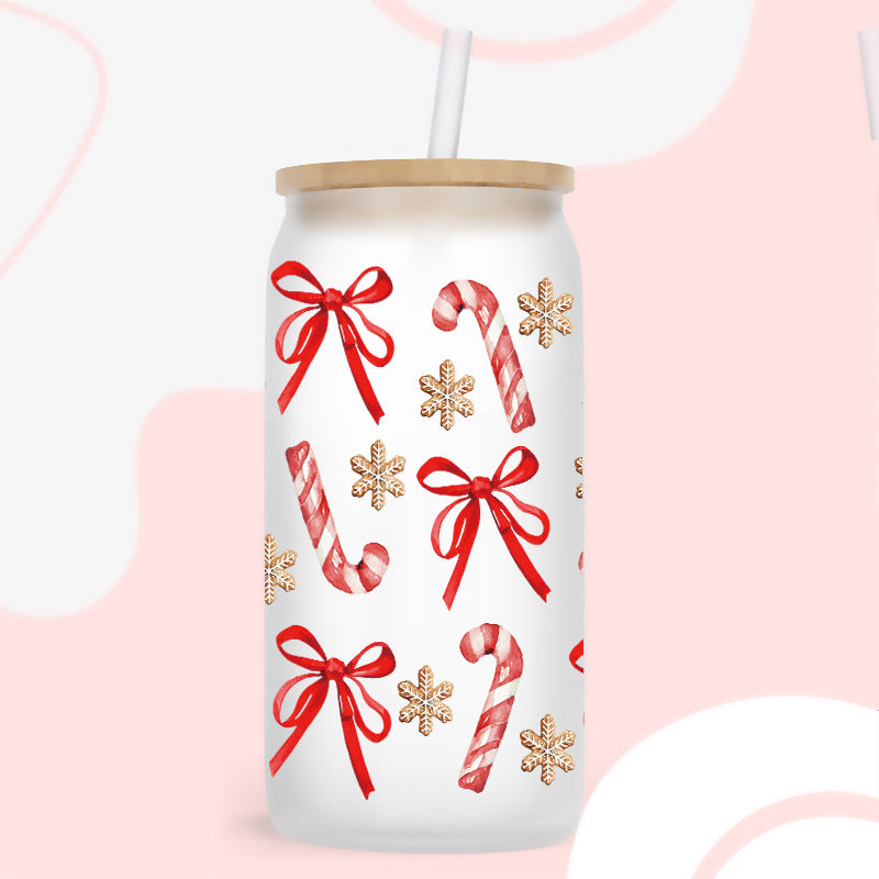 Wholesale UV Transfer Paste Glass Crystal Label 16oz Cup UV DTF Wraps 23cmX11cm