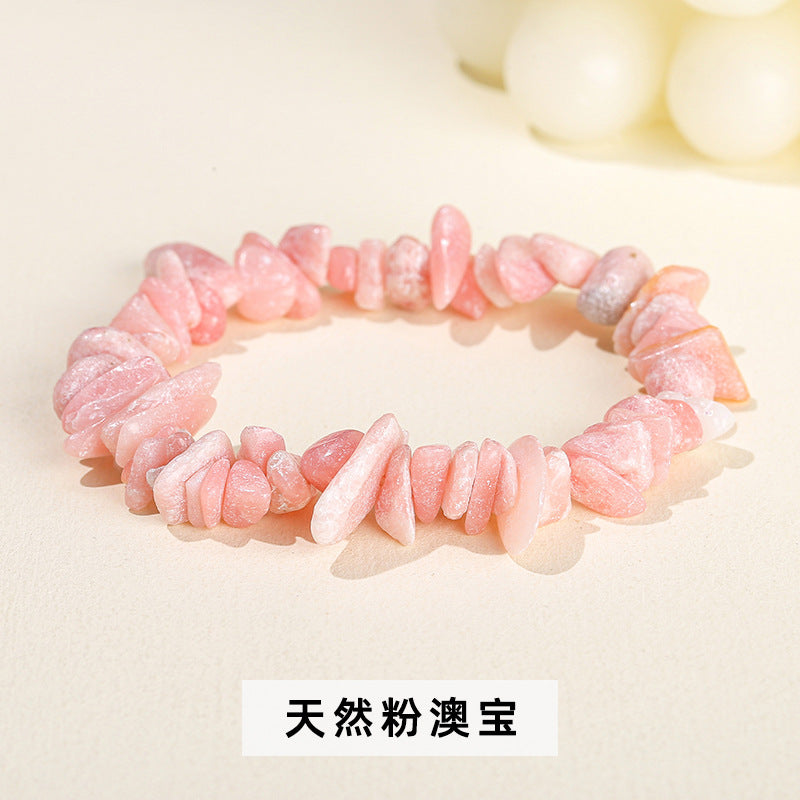 Wholesale natural crystal agate colorful gravel elastic bracelet