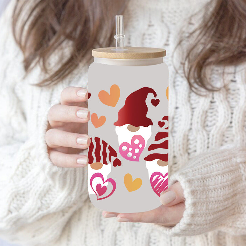 Wholesale Red Love Cartoon Valentine's Day 16oz Cup UV DTF Wraps