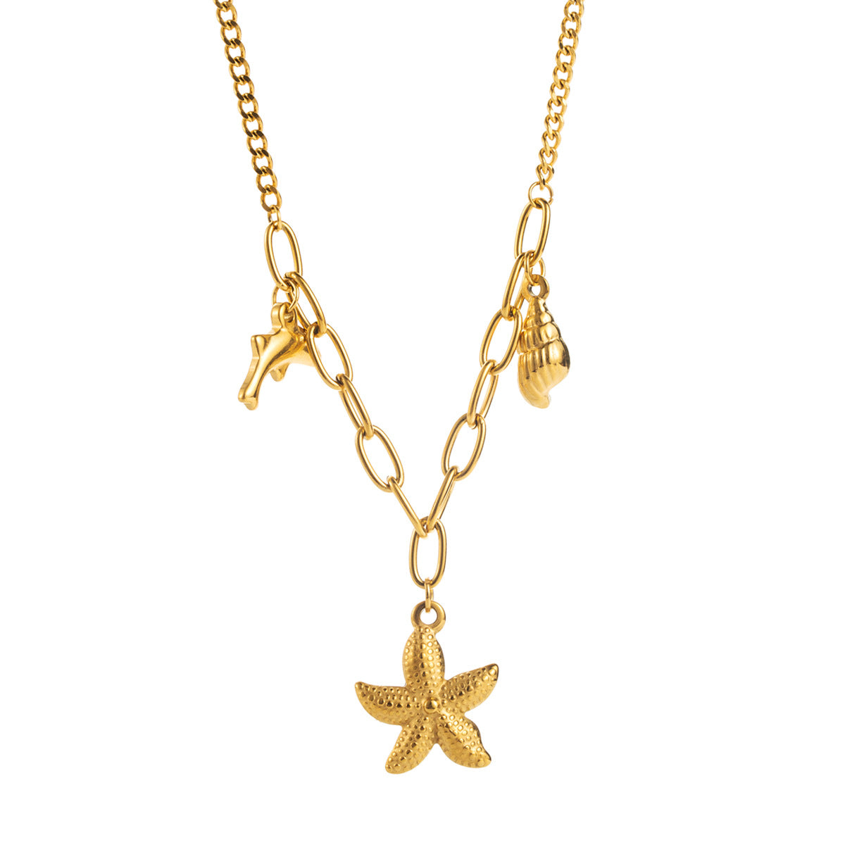 Wholesale Ocean Style Starfish Pendant Stainless Steel Necklace