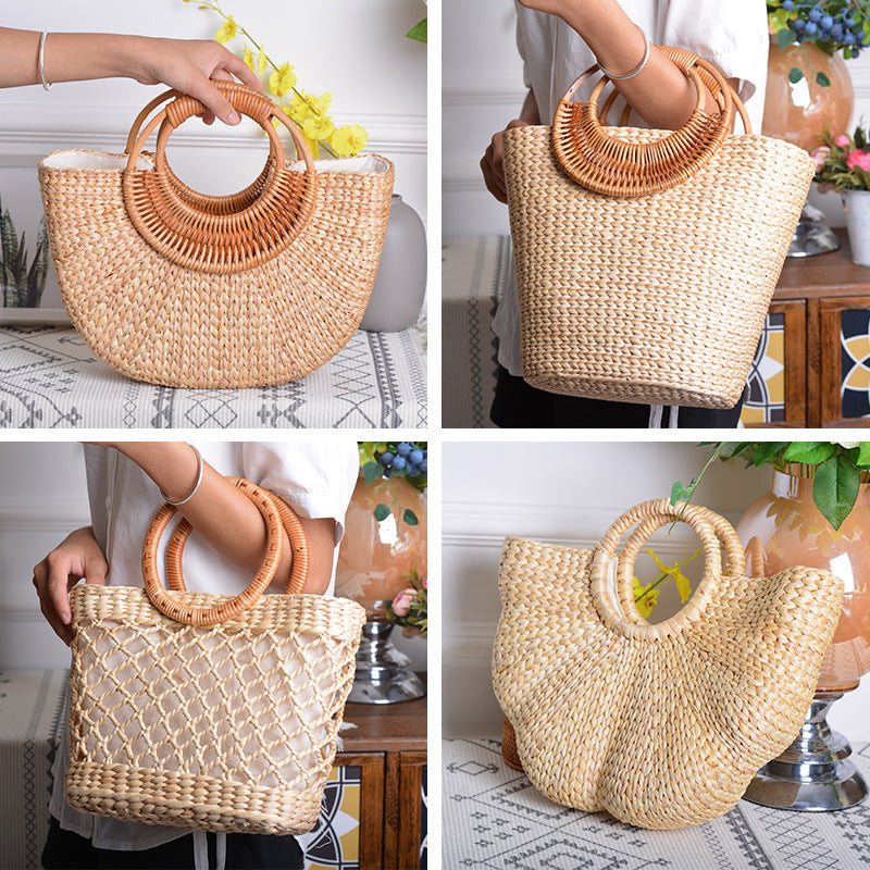 Wholesale Grass Woven Moon Style Handmade Bags