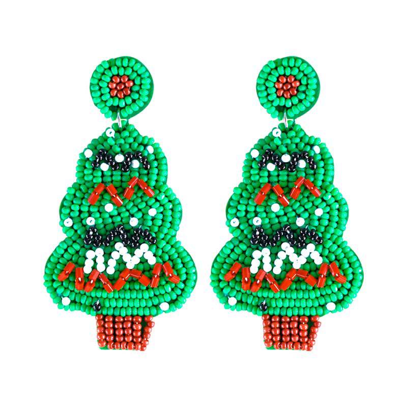 Wholesale Christmas Tree Snowflake Handmade Resin Rice Ball Earrings