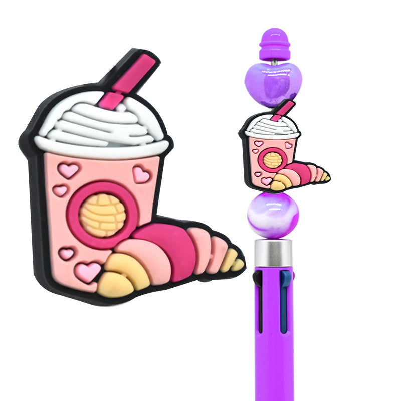 Wholesale Random100pcs Coffee Milk Tea Cup Beaded Lanyard Soft Rubber Focal Beads