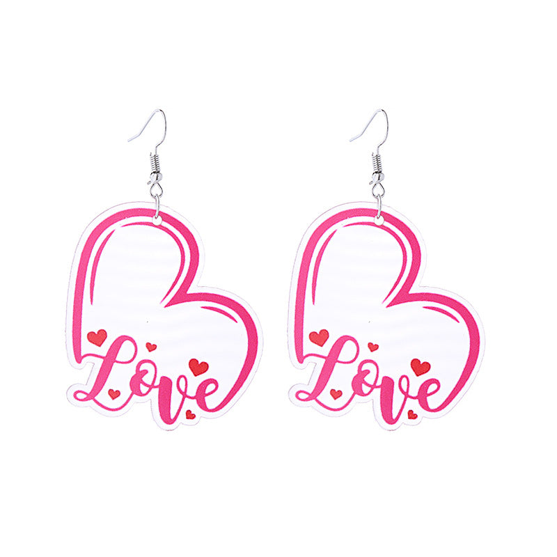 Wholesale Pink Valentine's Day Cat Envelope Double Sided Acrylic Earrings