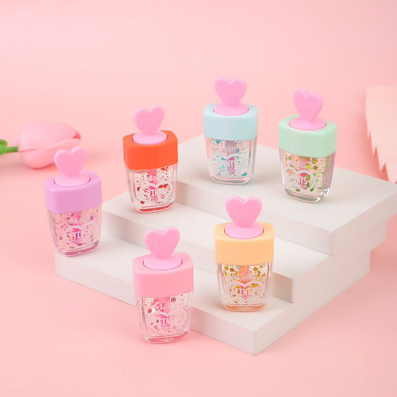 Wholesale 24pcs Cute Love Heart Cover Ice Cream Gold Foil Color Changing Lip Glaze