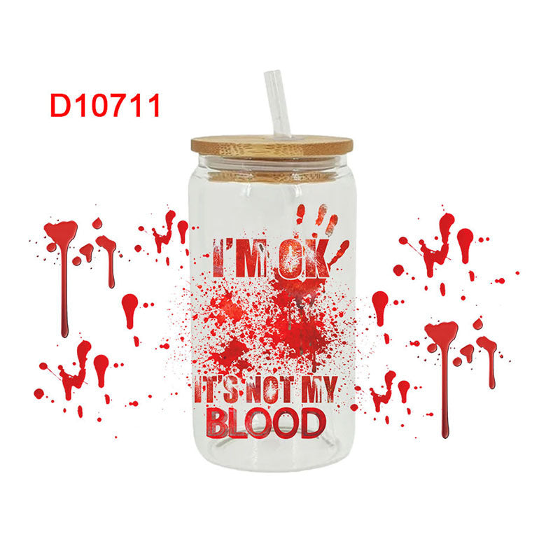 Wholesale Red Horror Series 16oz Cup UV DTF Wraps