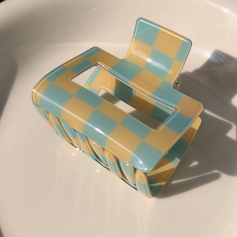 Wholesale Colorful Checkerboard Grippers PVC Hair Clips