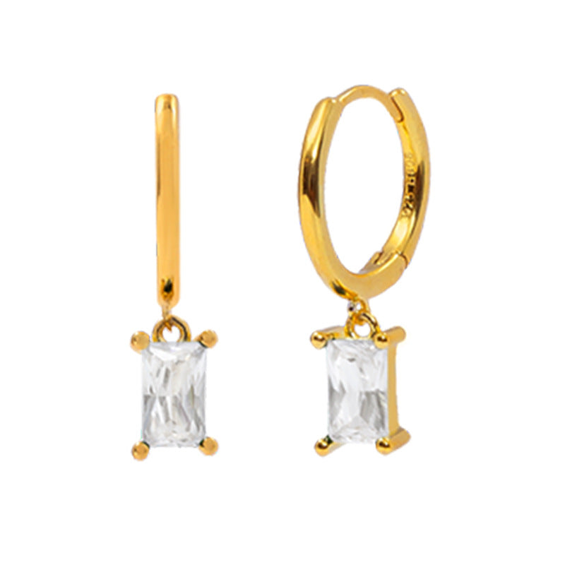 Wholesale Colorful Zircon Rhinestone Square Copper Earrings