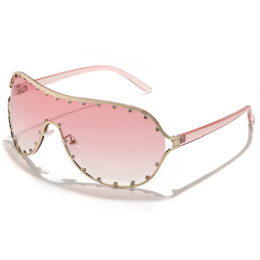 Wholesale Conjoined Y2k Large Frame Rivet PC Sunglasses