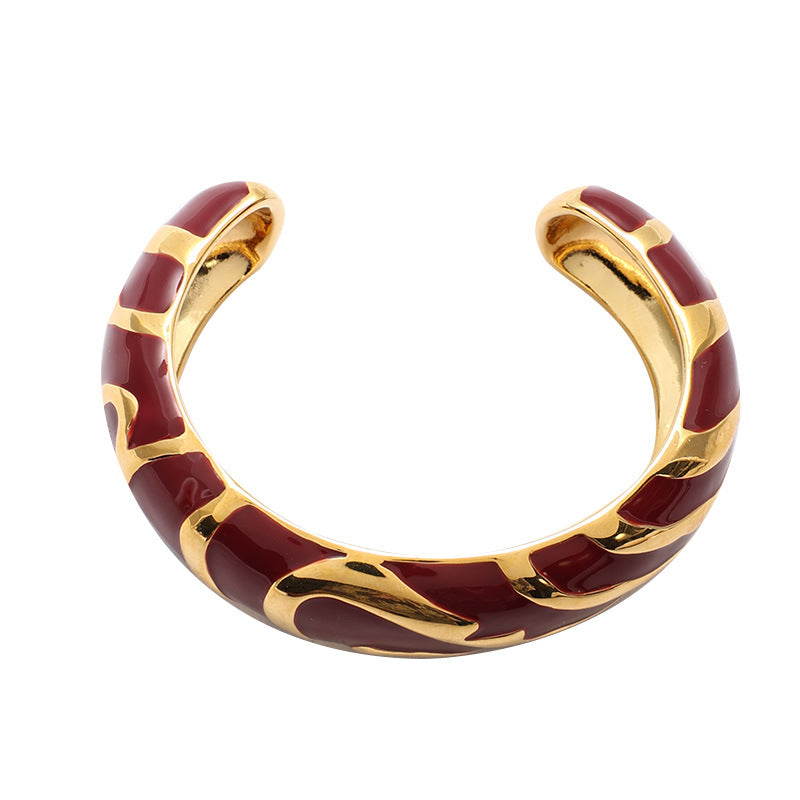 Wholesale Pattern Contrast Enamel Bracelet Irregular Ring