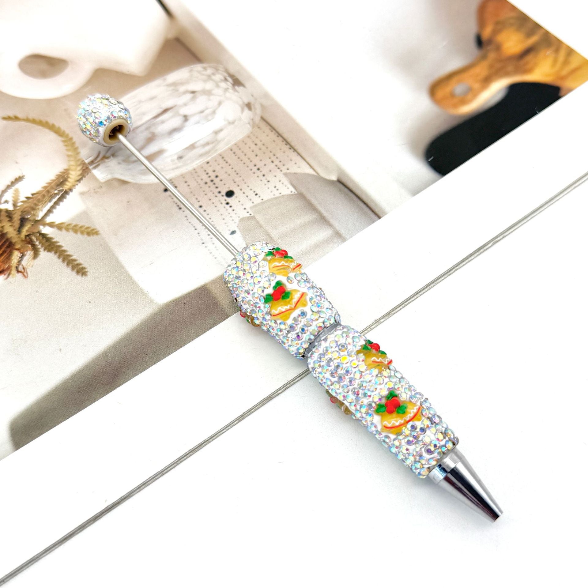 Wholesale Christmas Full Diamond Pen DIY Beadable Pen Elk Snowman
