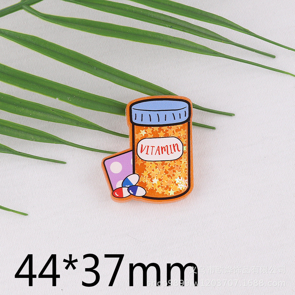 Wholesale 10pcs FlatBack Quicksand Cartoon Nurse Clothes Medical Acrylic Patch