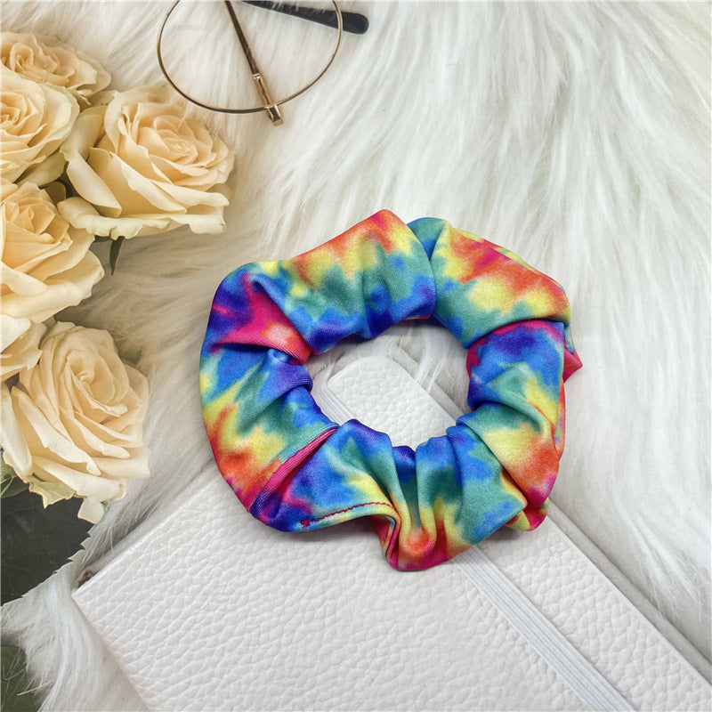 Wholesale Tie Dye Rainbow Gradient Color Hair Tie Customized Hair Accessories