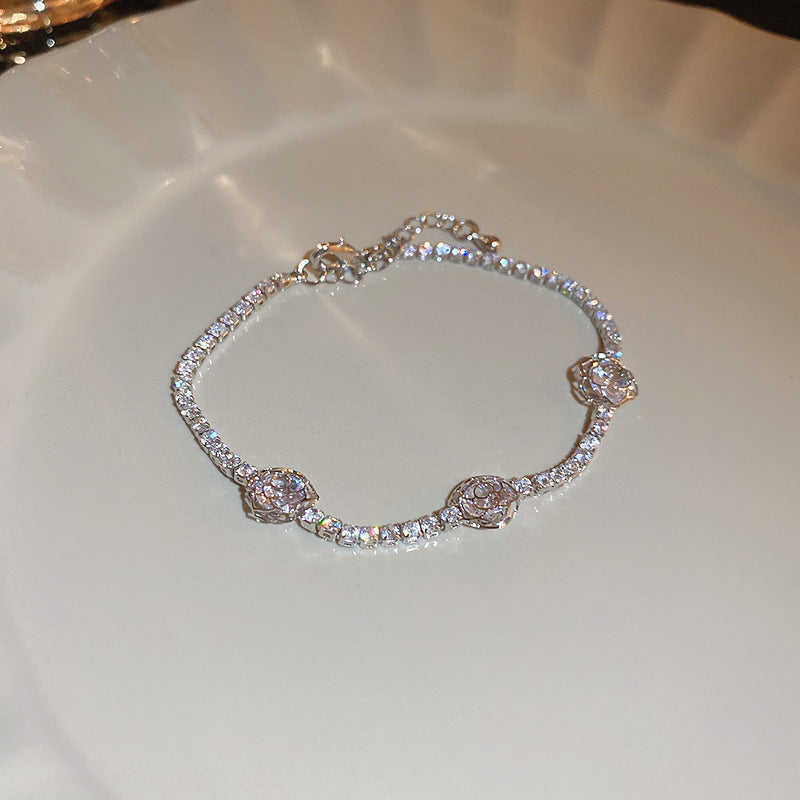 Wholesale Light Luxury Zircon Flower Hollow Bracelet