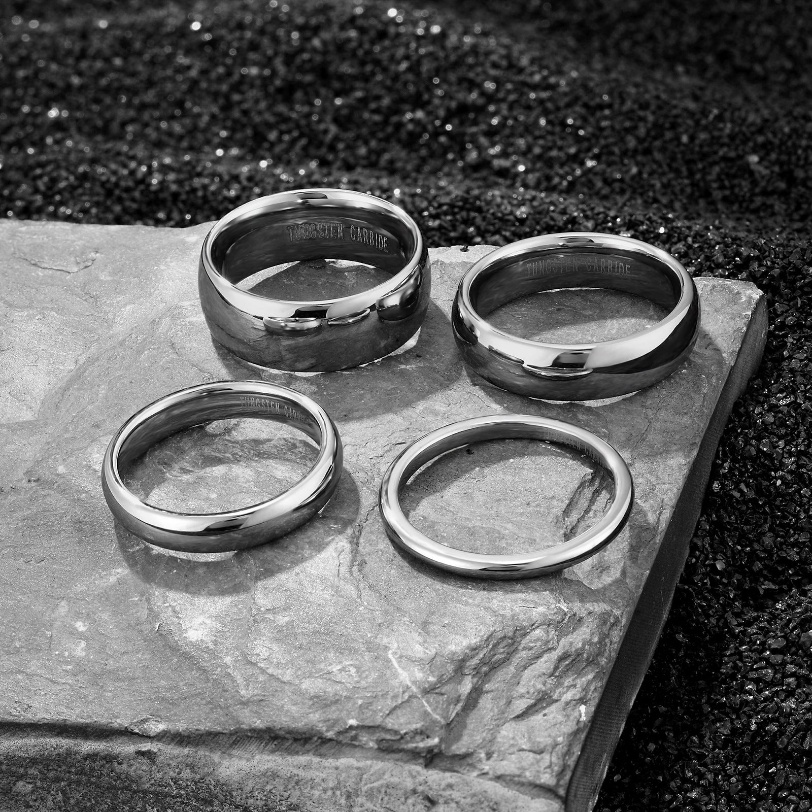 Wholesale Golden Black Gold Pair Index Finger Tungsten Steel Ring Single Tail Ring