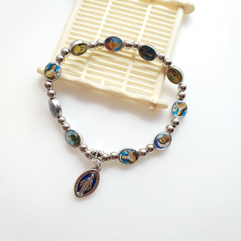 Wholesale Cross Crystal Alloy Elastic Beaded Bracelet