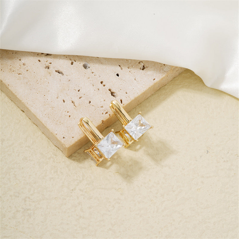 Wholesale Double Sided Square Zircon Earrings