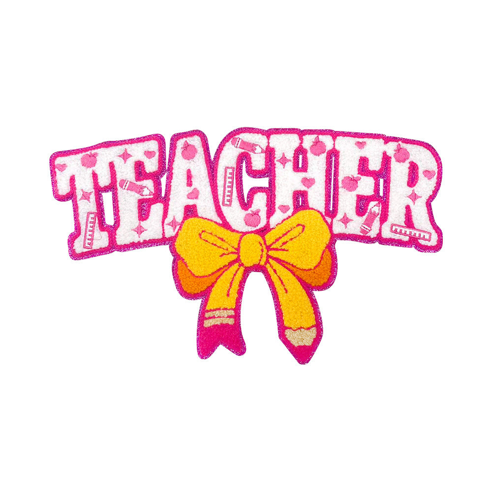 Wholesale Embroidered Iron On Teacher Patch Cute Pencil Design Fashion Accessory For ets