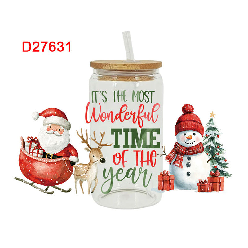 Wholesale UV Transfer Paste Glass Crystal Label 16oz Cup UV DTF Wraps 23cmX11cm