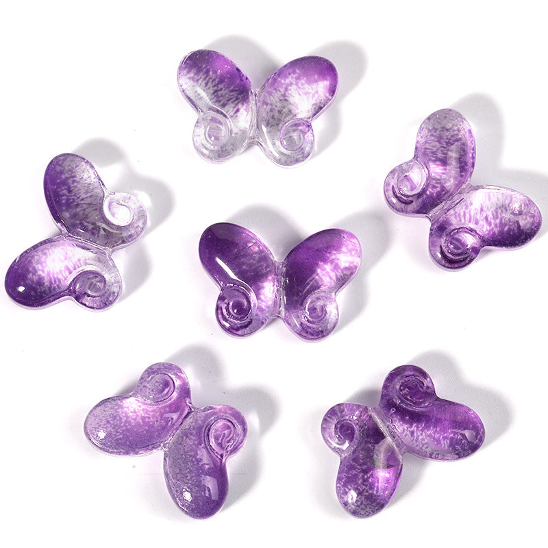 Wholesale 100pcs 10 * 14.5mm Gradient Fat Butterfly Glass Straight Hole DIY Beads