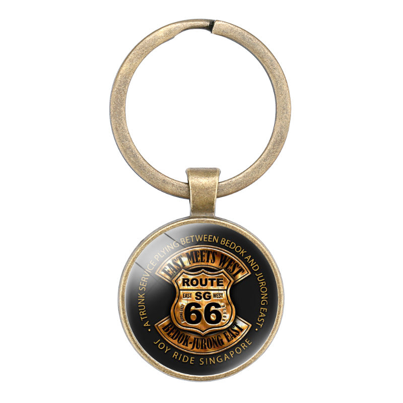 Wholesale of New Highway Flying Road Retro Alloy Keychains