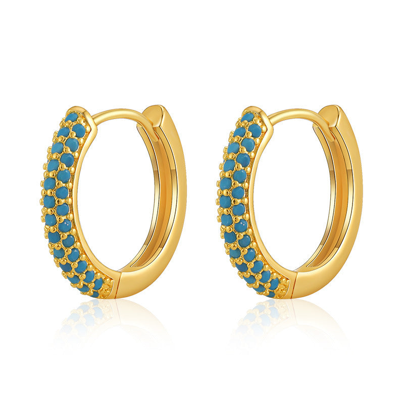 Wholesale Turquoise Brass Plated 18K Real Gold Earrings