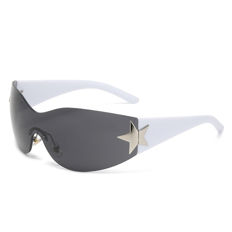 Wholesale PC Y2K Frameless Integrated Five Pointed Star Decorative Sunglasses