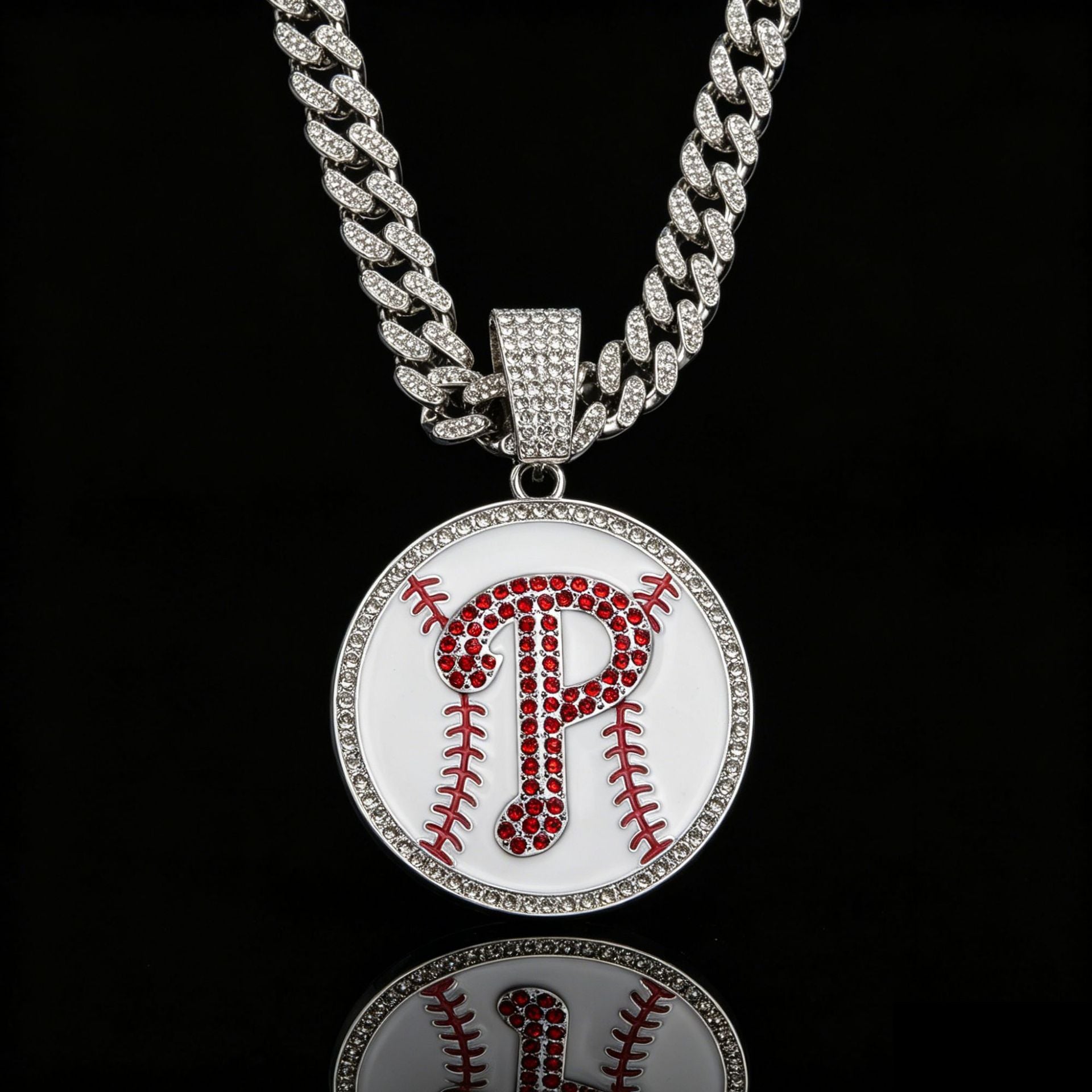 Wholesale Fashion Baseball Letter Pendant Necklace Zinc Alloy Rhinestone Clavicle Chain Jewelry Casual Everyday Gift