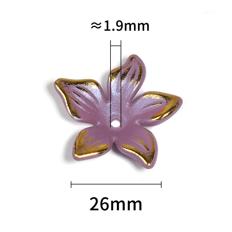 Wholesale 400pcs/Packed with Gold-rimmed Five-petal Acrylic Flower Holder with Center Hole Beads
