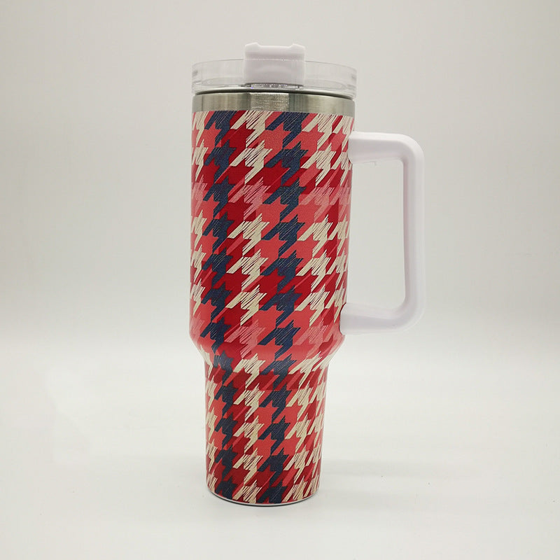 Wholesale Tumbler 40oz Houndstooth Portable Handle Large Capacity Ice Cup