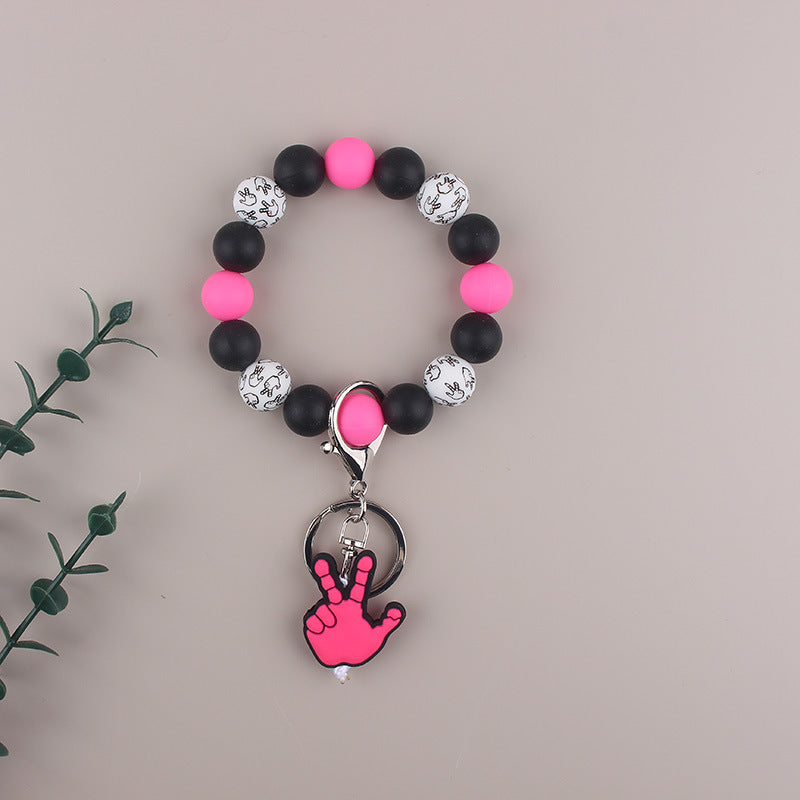 Wholesale Men's Gesture Keychain Silicone Bead Bracelet