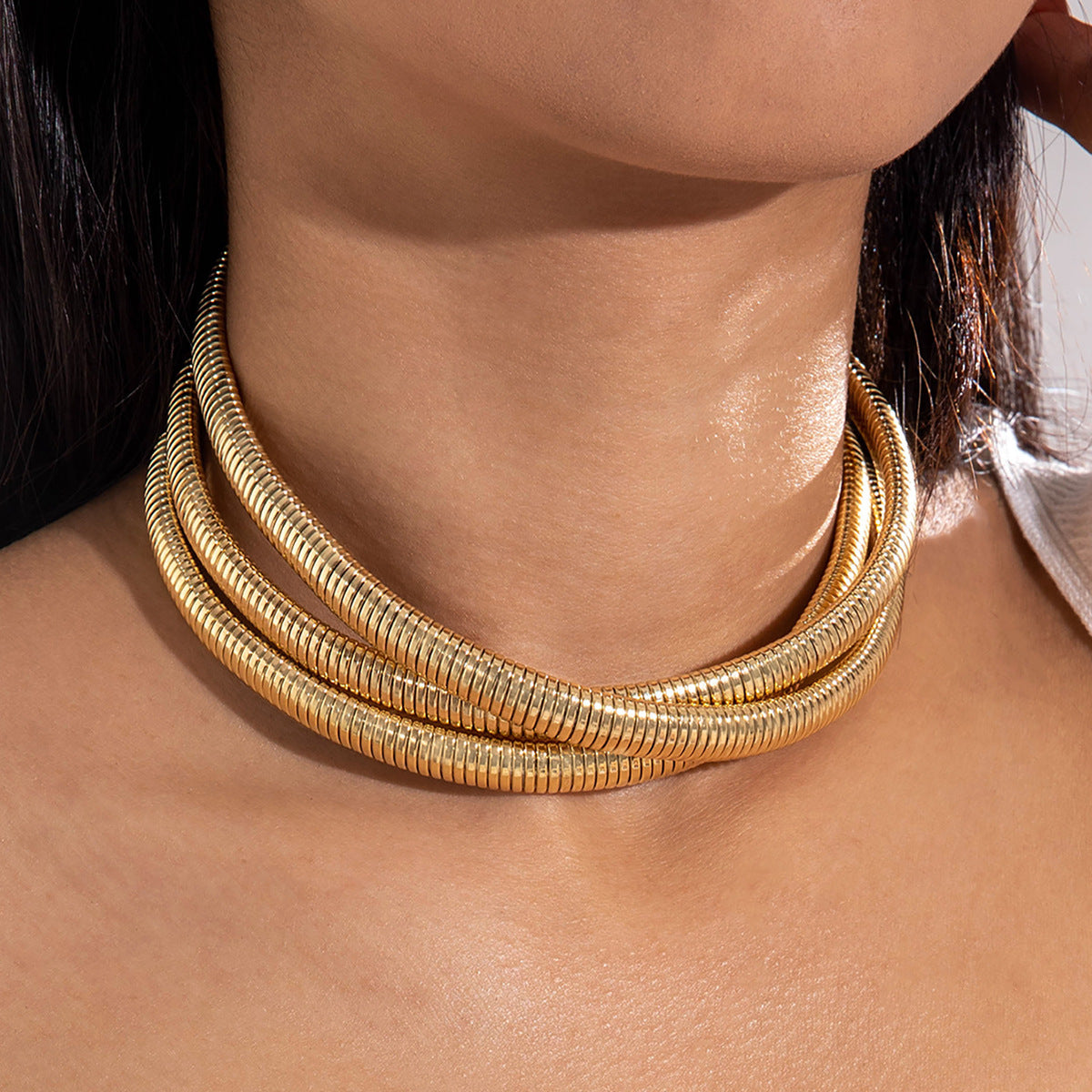 Wholesale temperament metal wide plain ring necklace