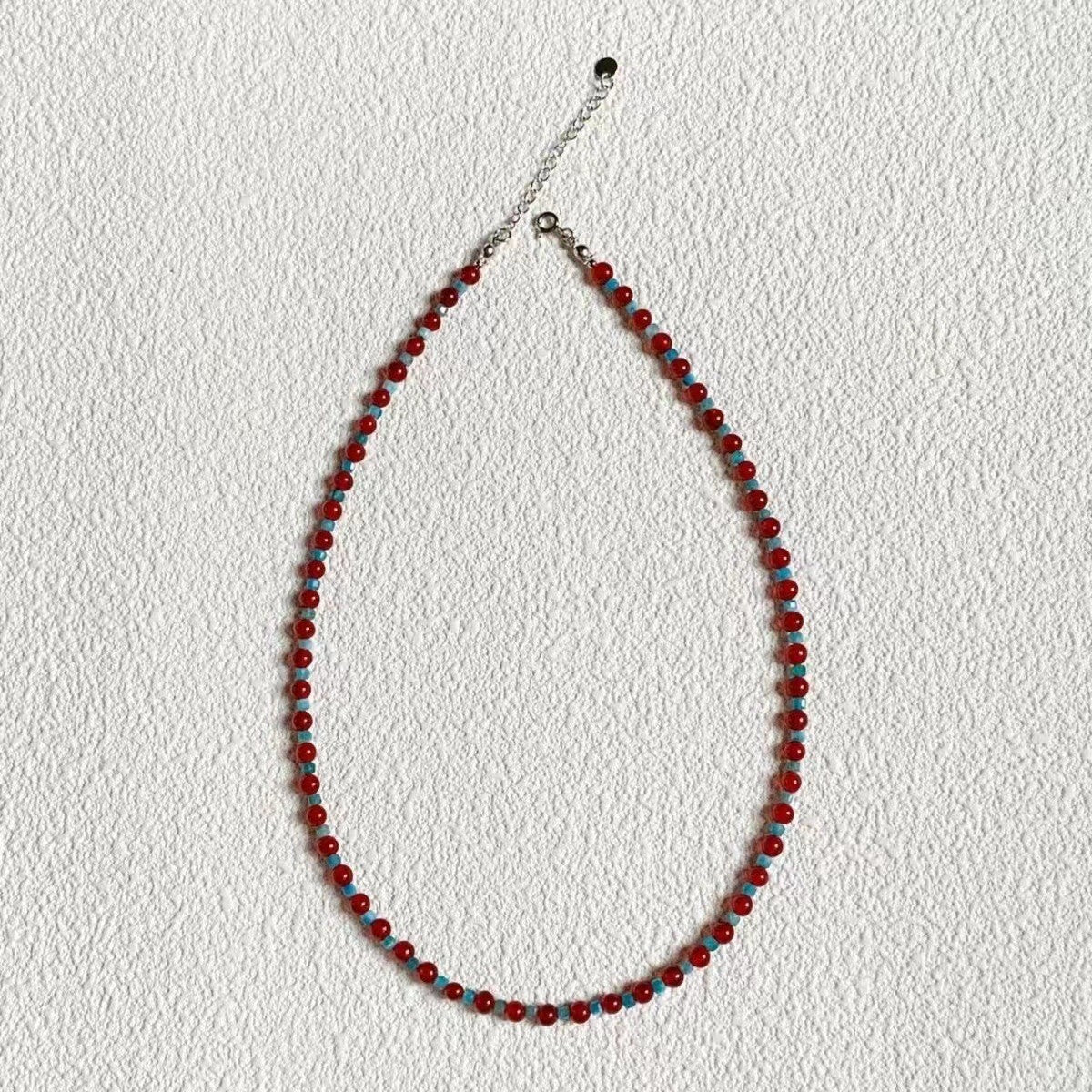 Wholesale Spring and Summer Fresh Light Blue Niche Beaded Necklace