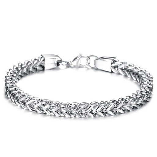 Wholesale Stainless steel hip-hop double row positive and negative chain braided bracelet