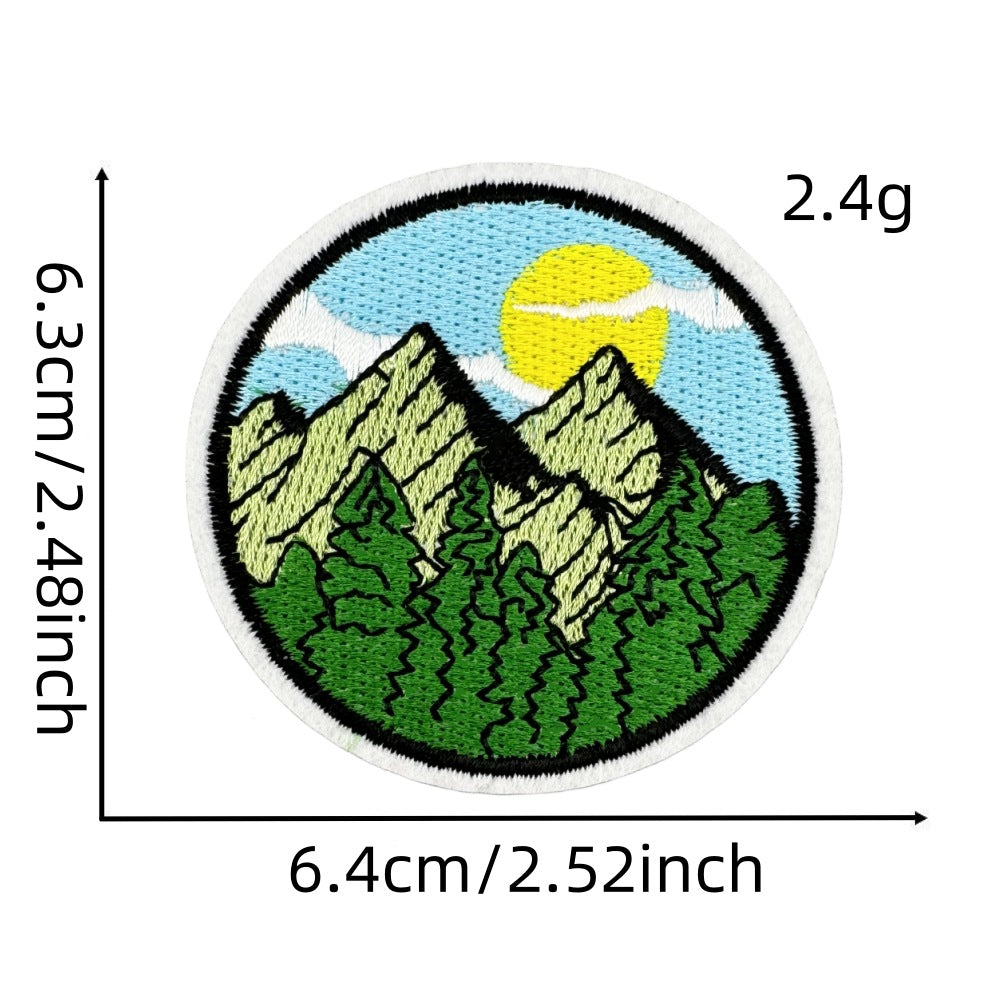 Wholesale Embroidered Patch With Landscape Adventure Design For Outdoor Travel Camping Clothing Decorative Accent