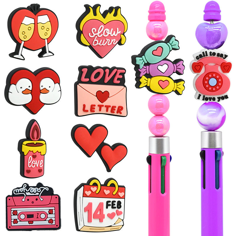 Wholesale Random 100pcs Red Cartoon Valentine' s Day Focal Beads
