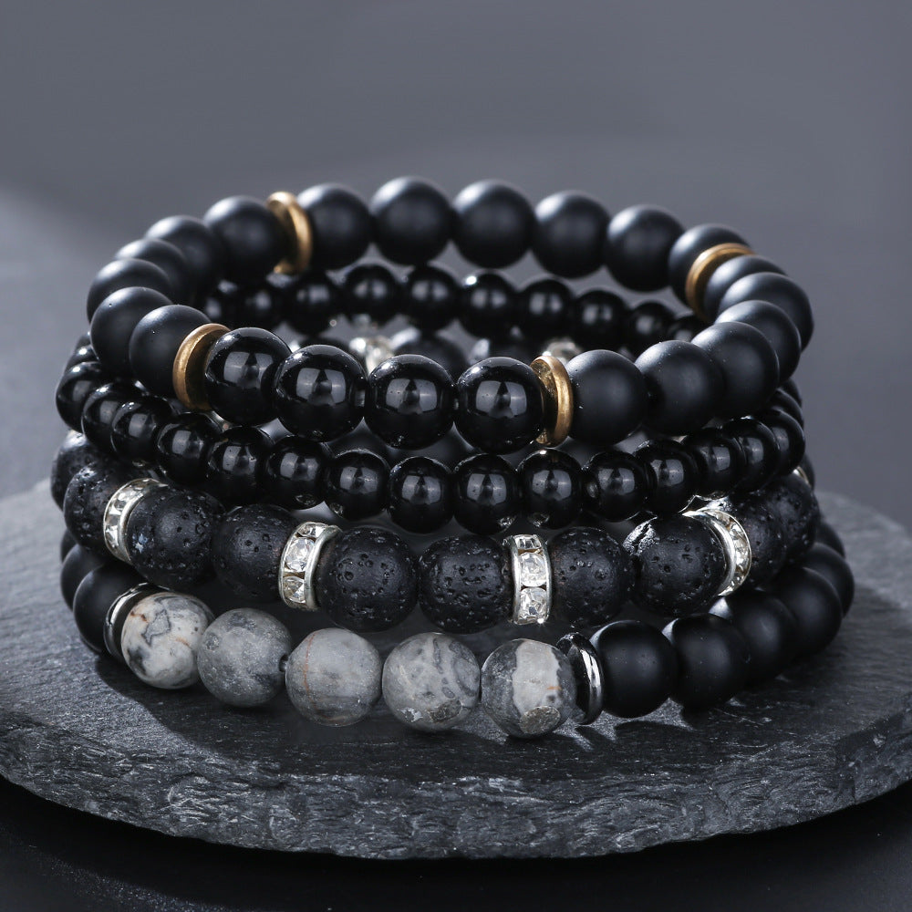 Wholesale black frosted wear copper with zirconium diamond ball flying saucer long bracelet set