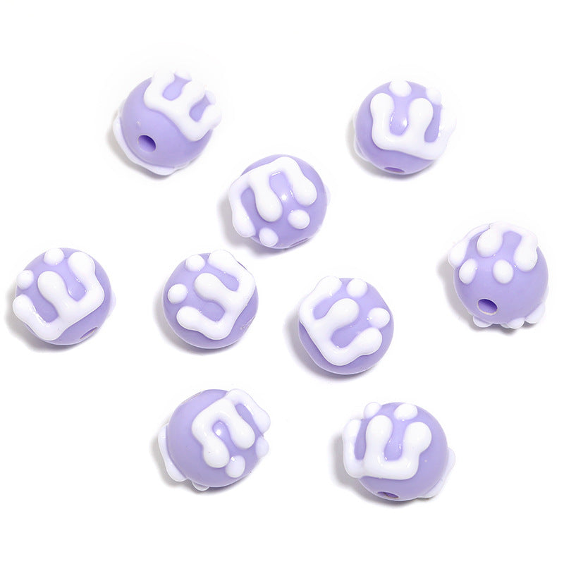 Wholesale  100pcs/pack Cartoon Hand-Painted Beads DIY Acrylic  Beads