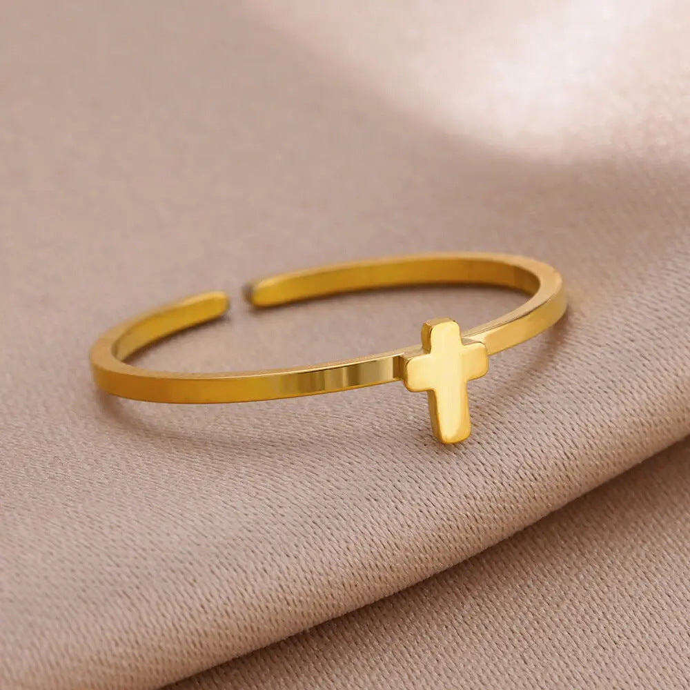 Wholesale Stainless Steel Ring Cross Couple Ring Heart-Shaped