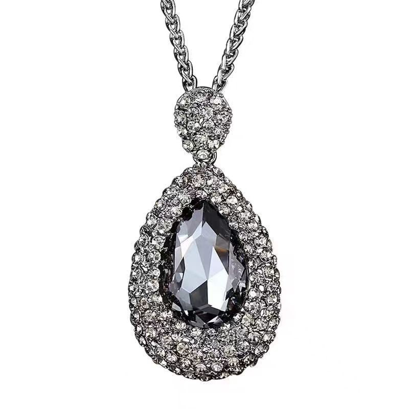 Wholesale Alloy Exaggerated Long Crystal Necklaces