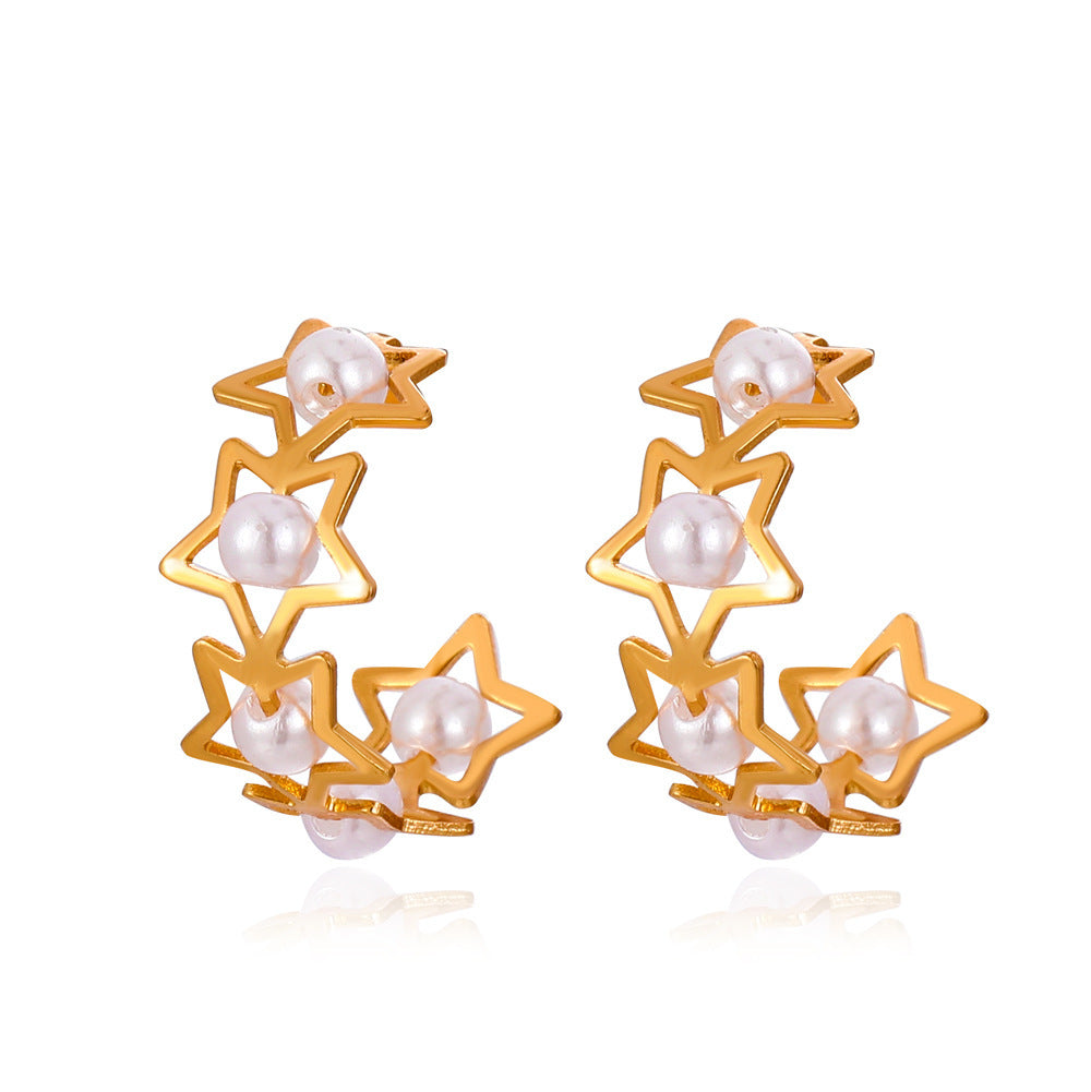 Wholesale Geometric Ring C-shaped Bamboo Irregular Alloy Earrings