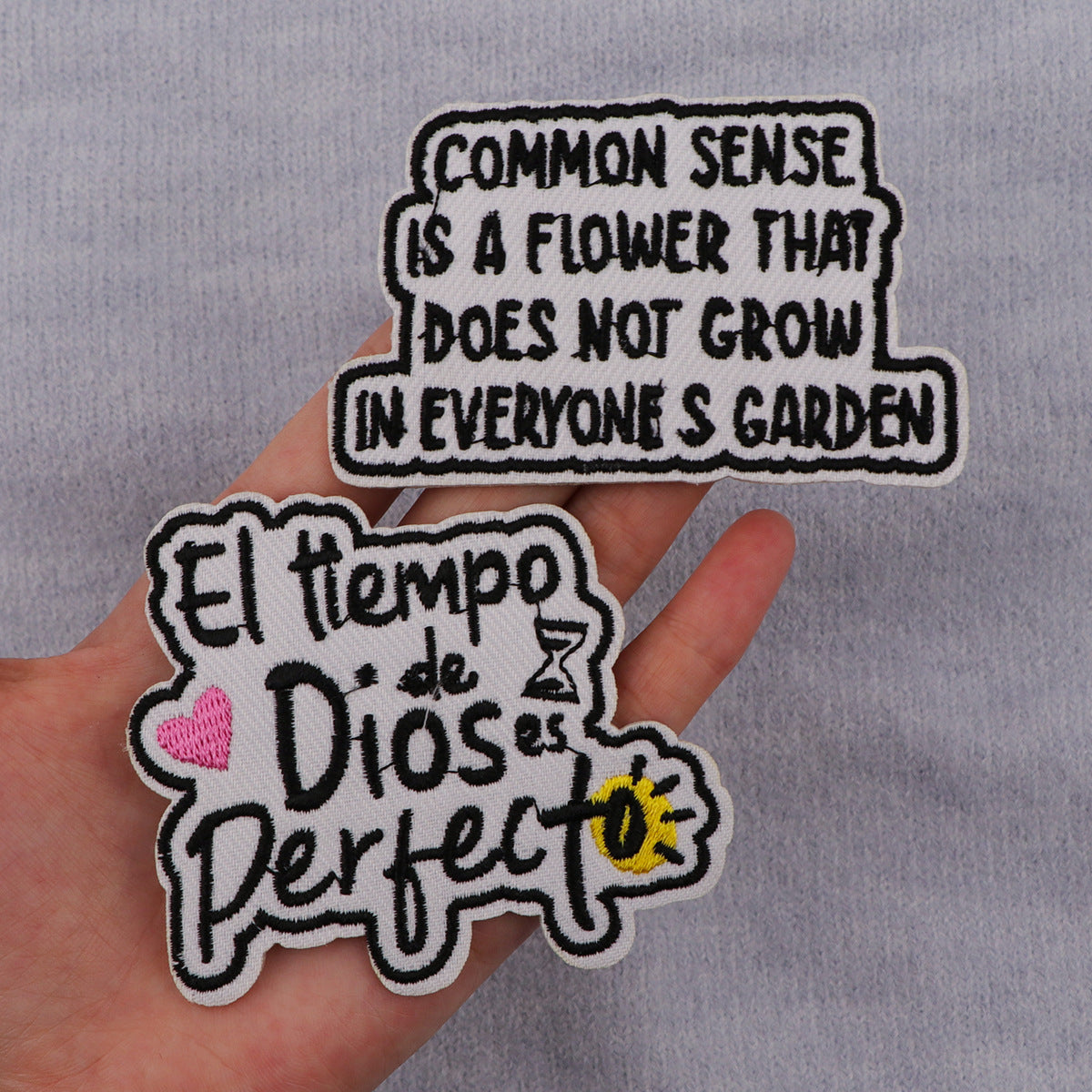 Wholesale 5pcs Simple Love English Black and White Quotations Embroidery Cloth Sticker Patch