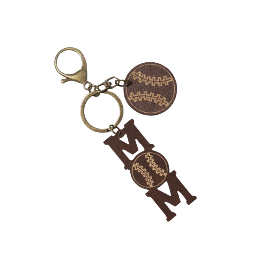 Wholesale Mother's Day Sports Ball Wooden Keychains