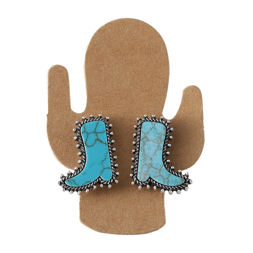 Wholesale Cactus Star Bull Head Heart Turquoise Earring Necklace Set