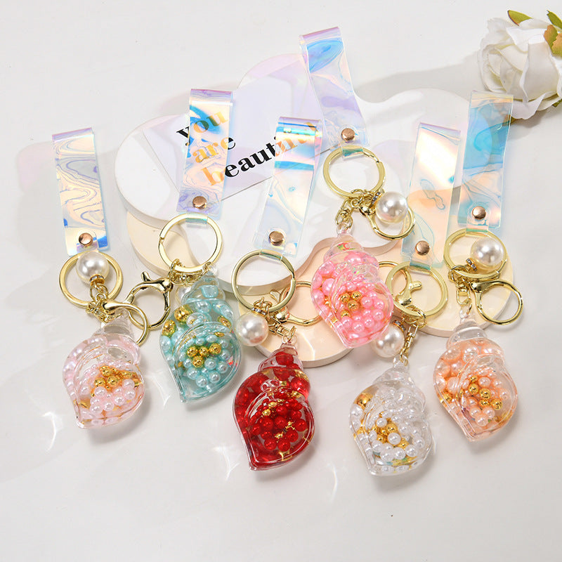 Wholesale Pearl Small Conch Keychain Acrylic